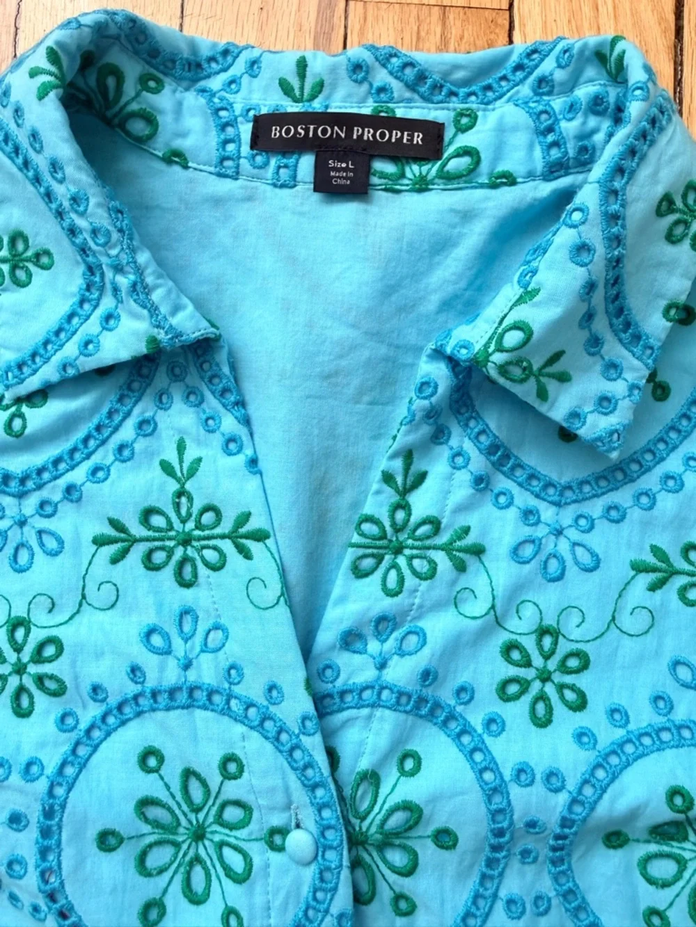 Boston Proper Turquoise Printed Cold-Shoulder Mini Dress - Picture 3 of 4